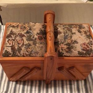 Sewing box 10”L-8”H- 4” W wood 2 4”-2”d &1 7”-21/2